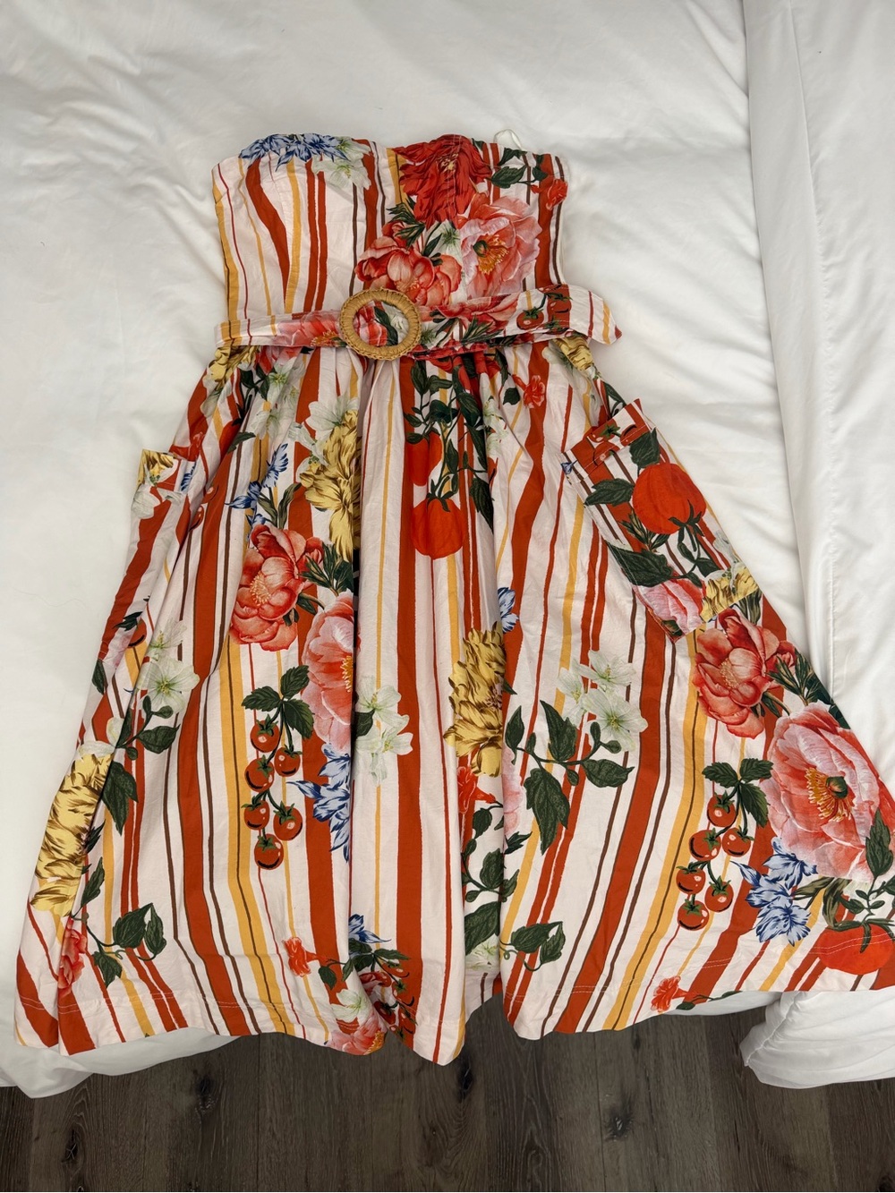 Anthropologie Maeve Strapless Belted A-Line Midi Dress Size S P